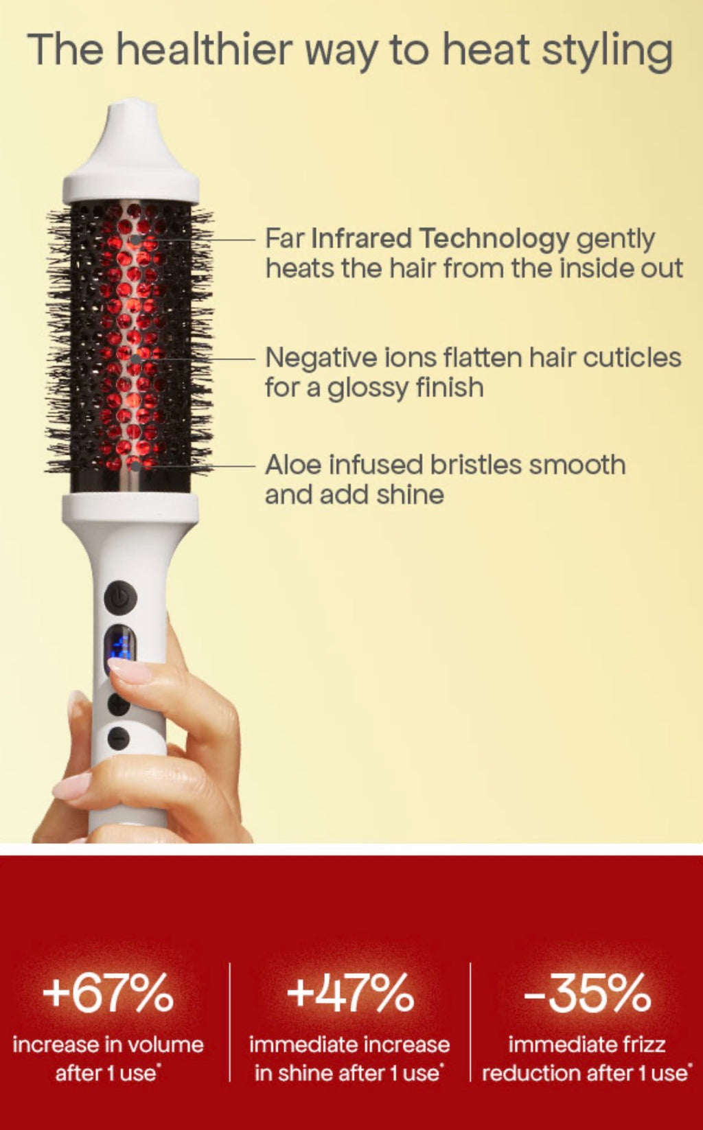 Infrared Hot Air Round Brush – Volumizing Hair Dryer & Styler