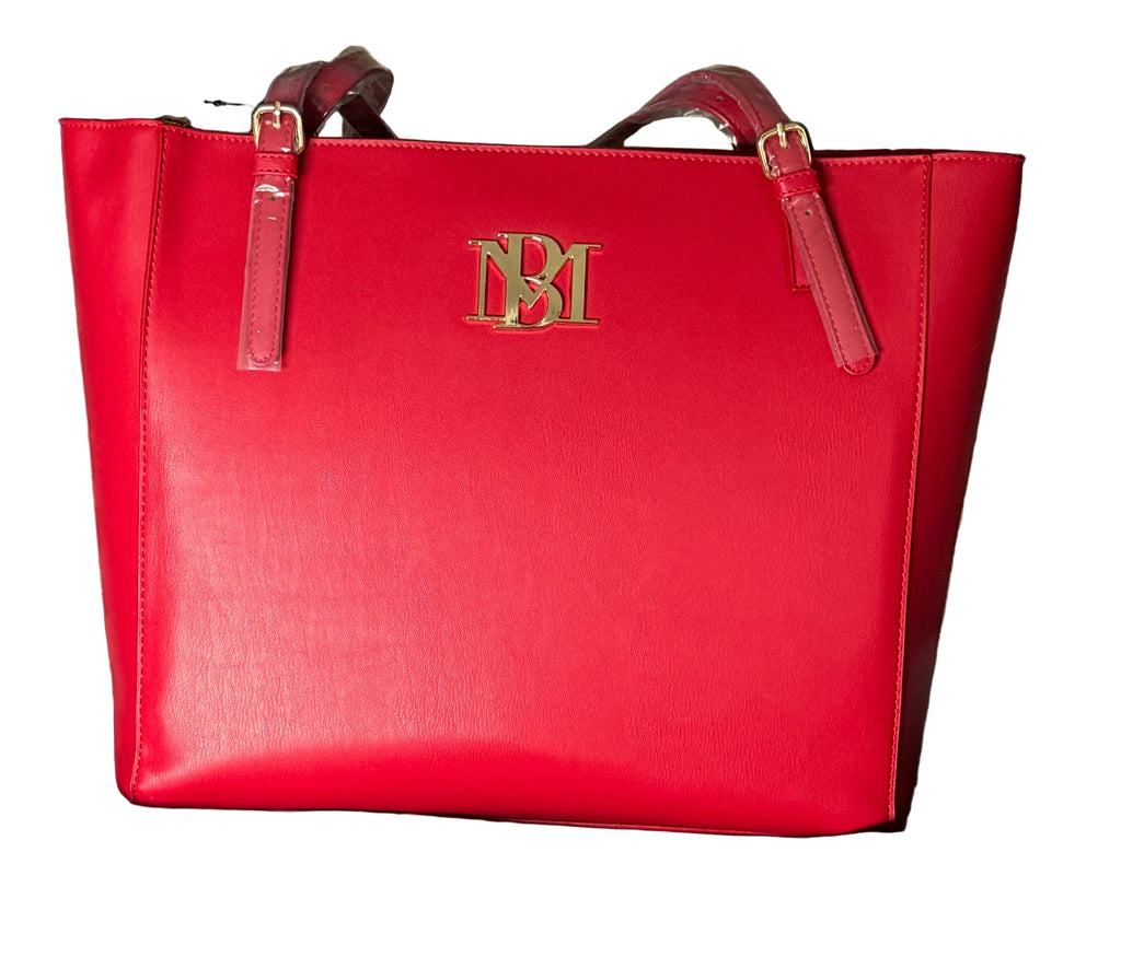 Badgley Mischka Red Structured Tote – Luxury Designer Handbag