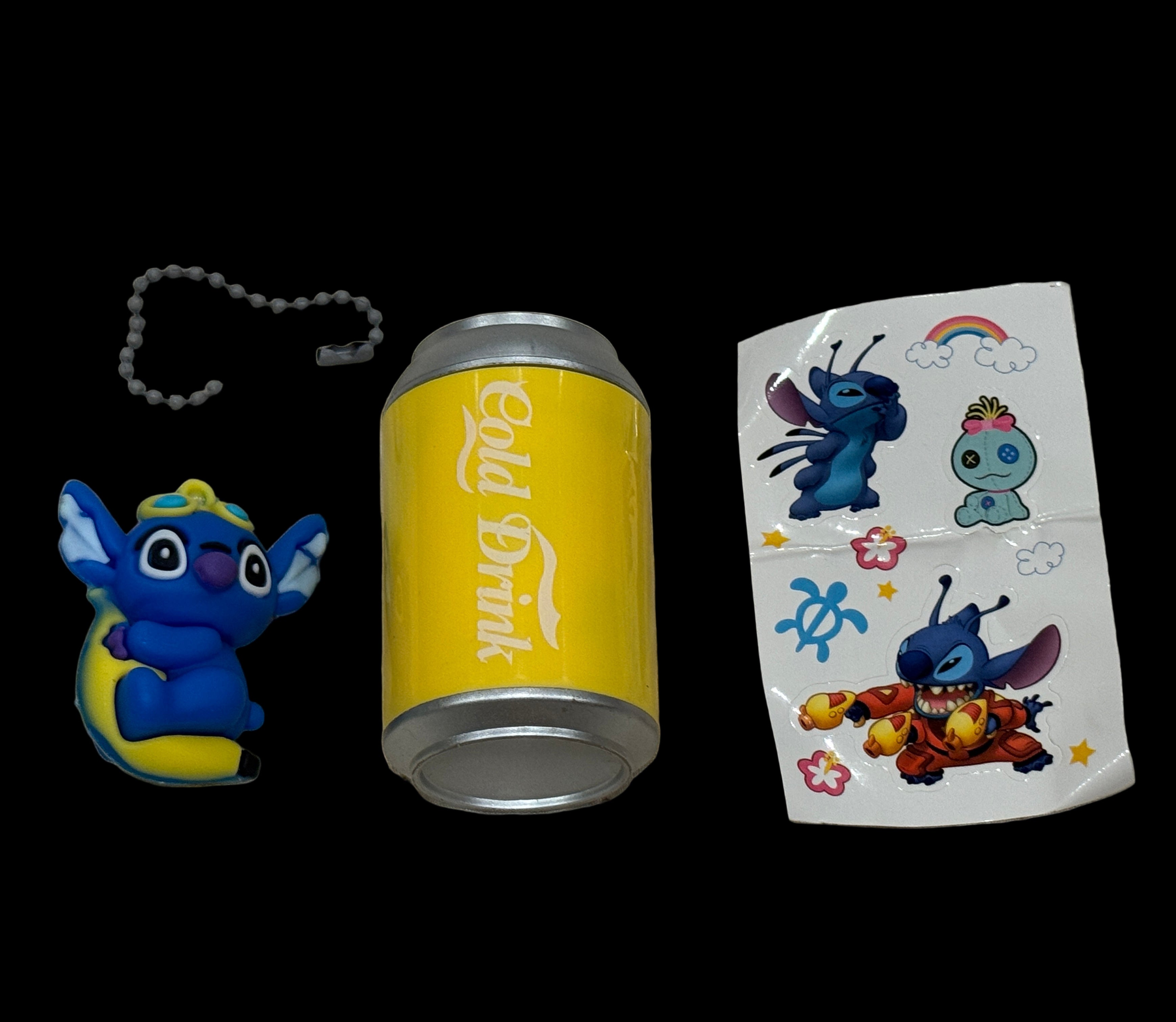 Mini Alien Keychain Toy Set w/ Soda Can Capsule + Stickers