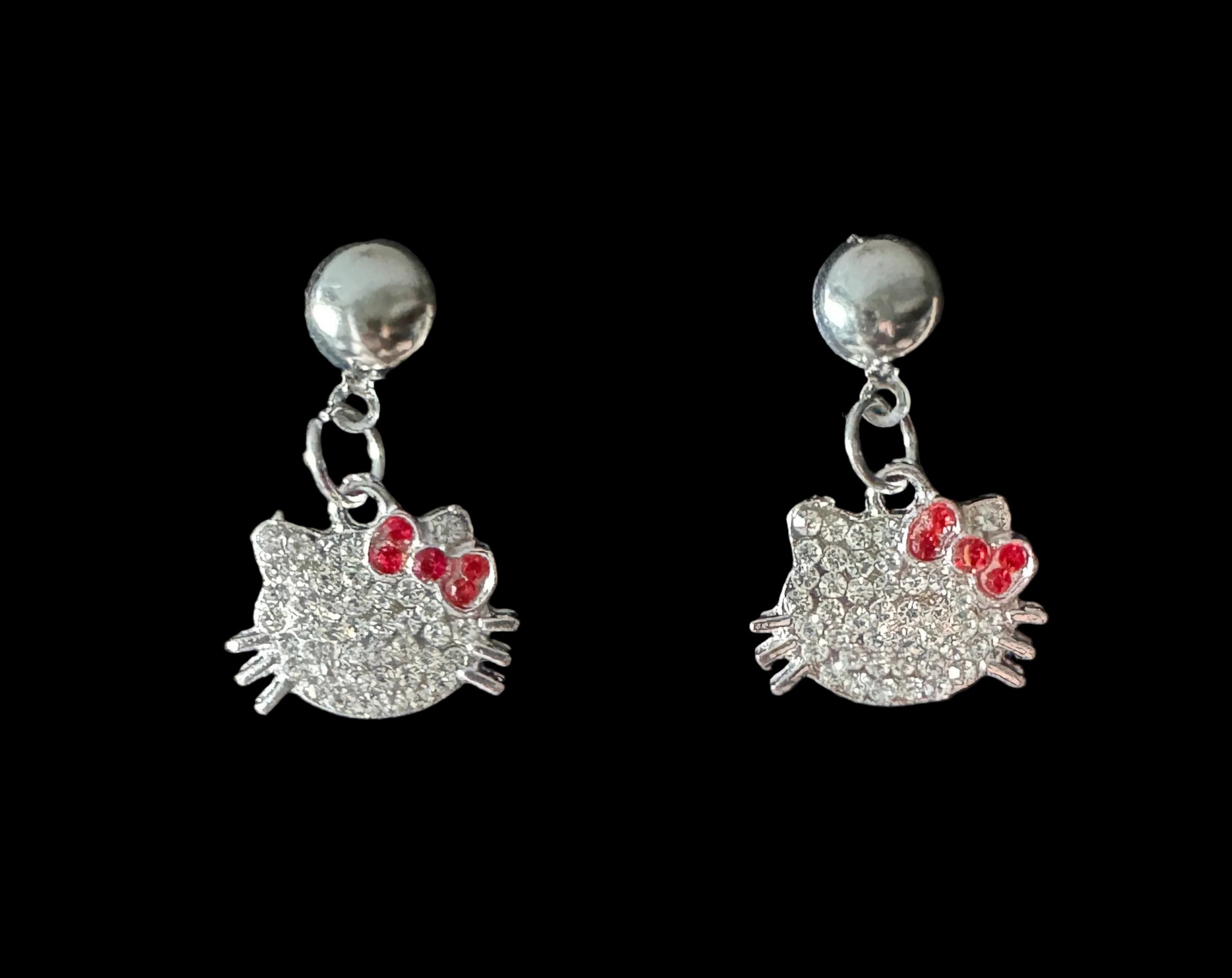 Sparkly Kitty Face Dangle Earrings #16