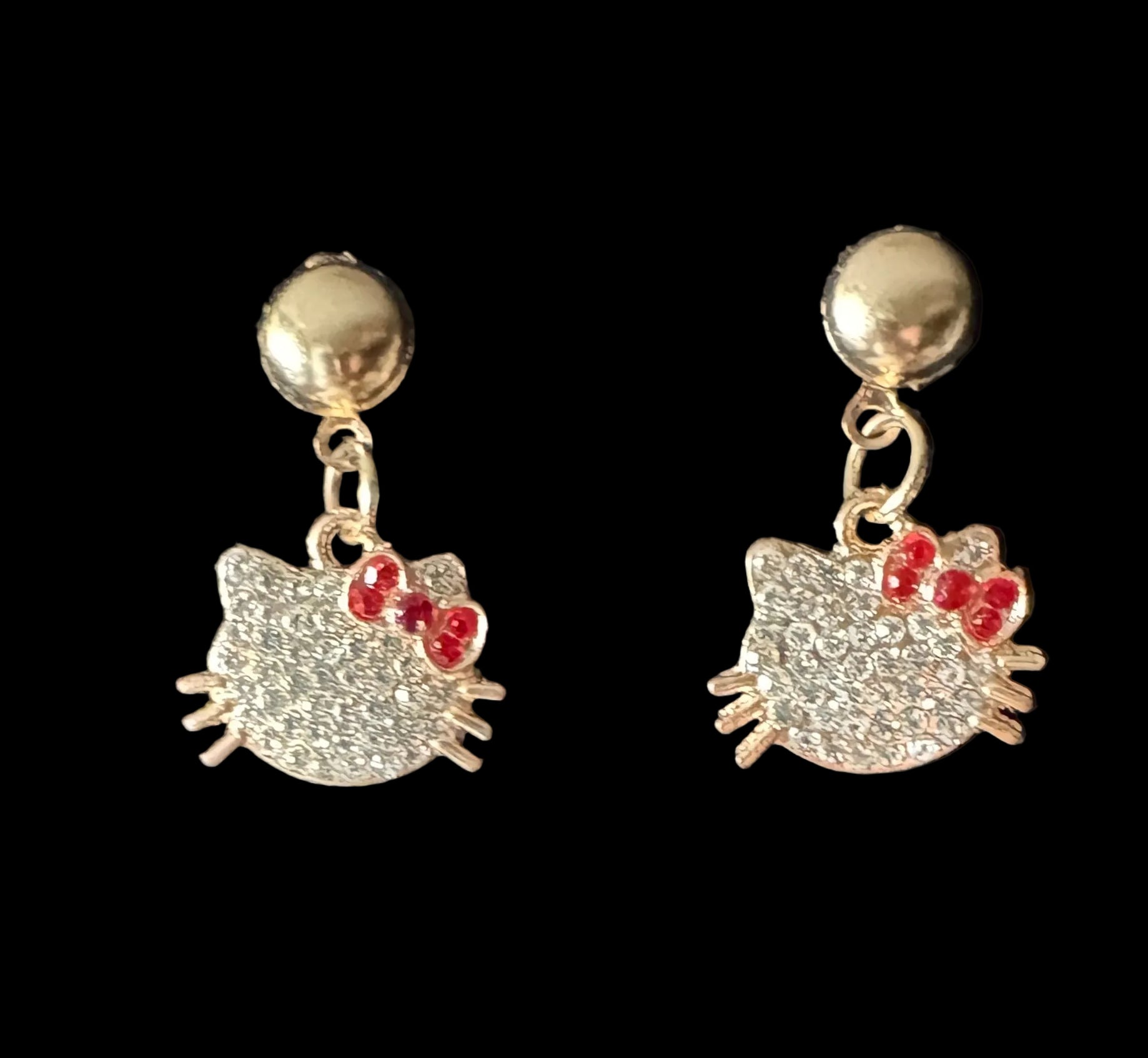 Sparkly Kitty Face Dangle Earrings #16