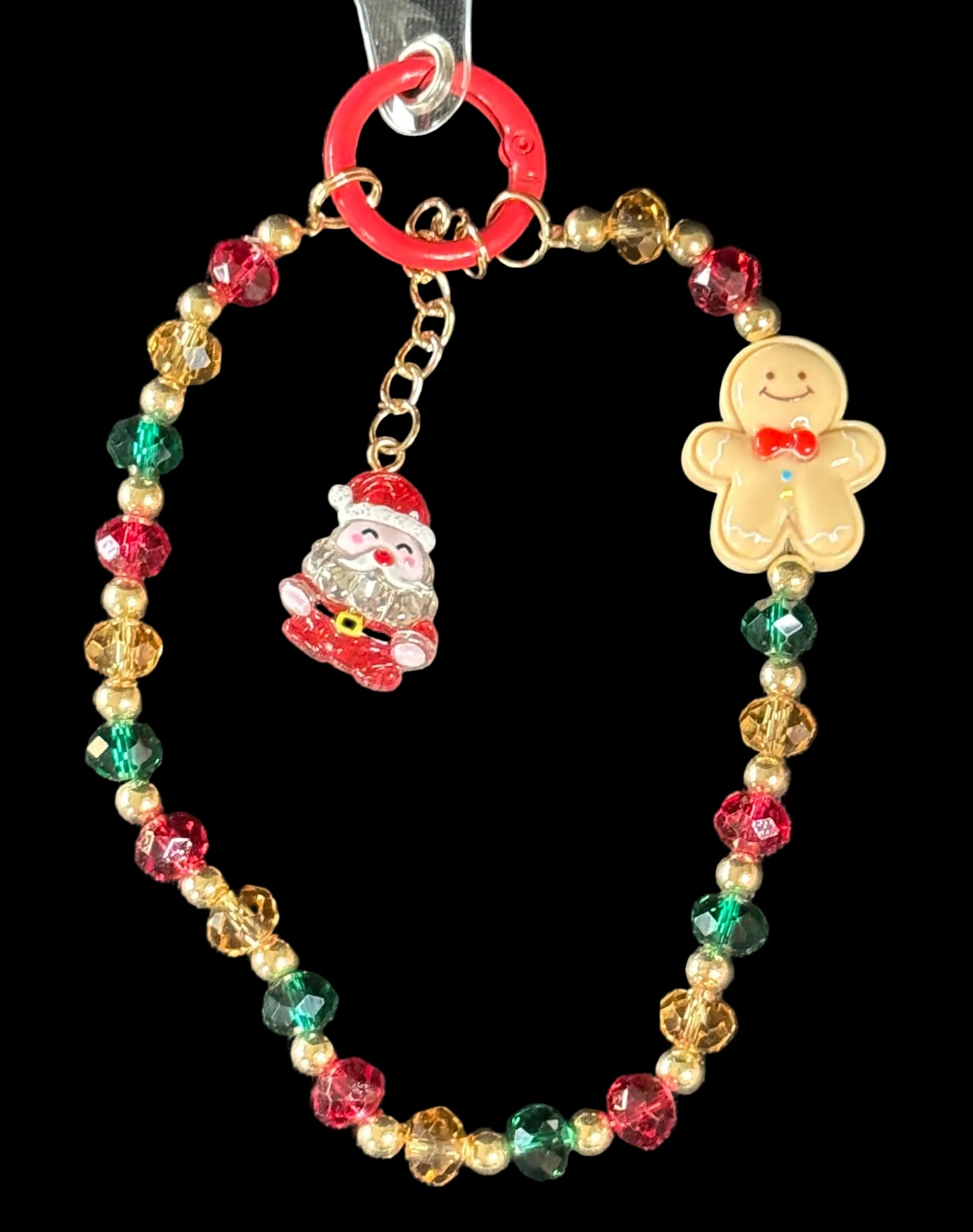 Holiday Beaded Wristlet Keychain/Phone Wristlet– Assorted Christmas Charms