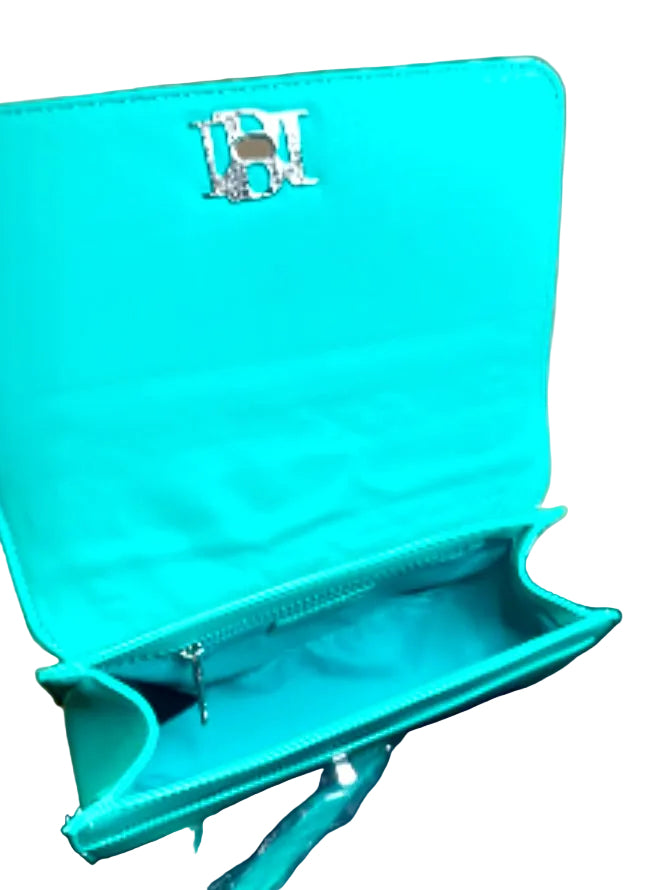 Turquoise Quilted Chain Crossbody with Pearl Detail – Badgley Mischka