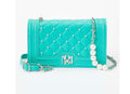 Turquoise Quilted Chain Crossbody with Pearl Detail – Badgley Mischka